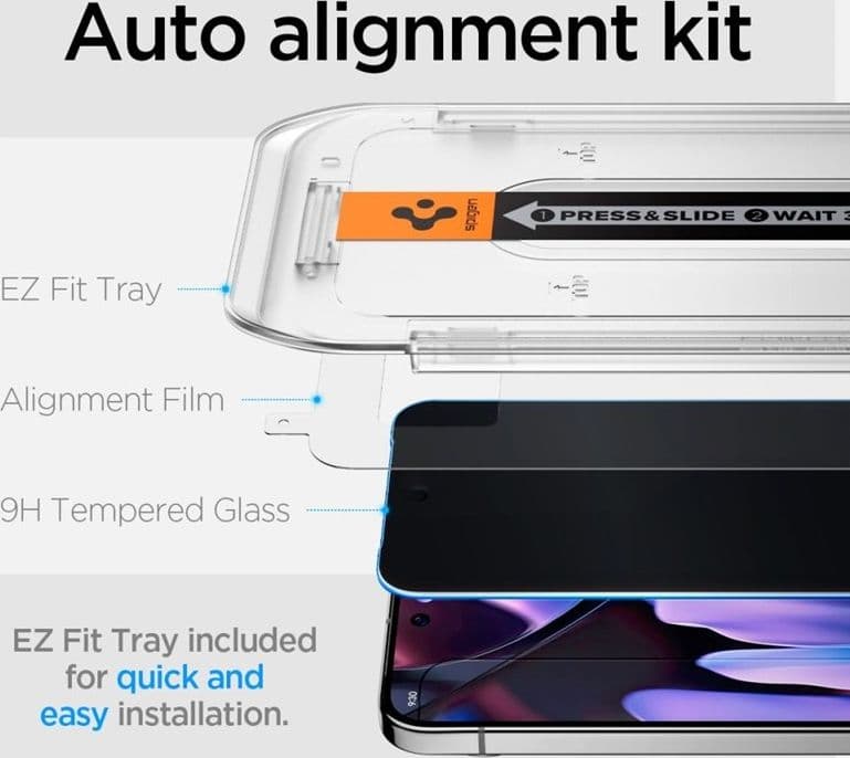 Spigen GLAS.TR EZ FIT Privacy 2-Pack - Tempered Glass with Privacy Filter for Google Pixel 9 / 9 Pro / 10 / 10 Pro (2 pcs) - 7