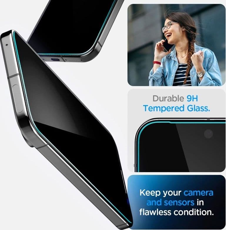 Spigen GLAS.TR EZ FIT Privacy 2-Pack - Tempered Glass with Privacy Filter for Google Pixel 9 / 9 Pro / 10 / 10 Pro (2 pcs) - 8