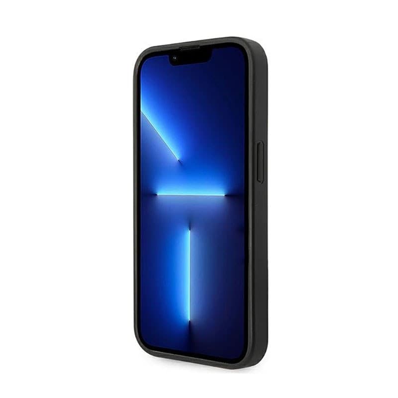 Guess Saffiano Metal Logo Stripes - Case for iPhone 14 Pro (Black) - 5