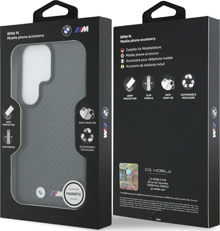 Custodia MagSafe con logo BMW M Kevlar per Samsung Galaxy S26 Ultra (nera) - 8