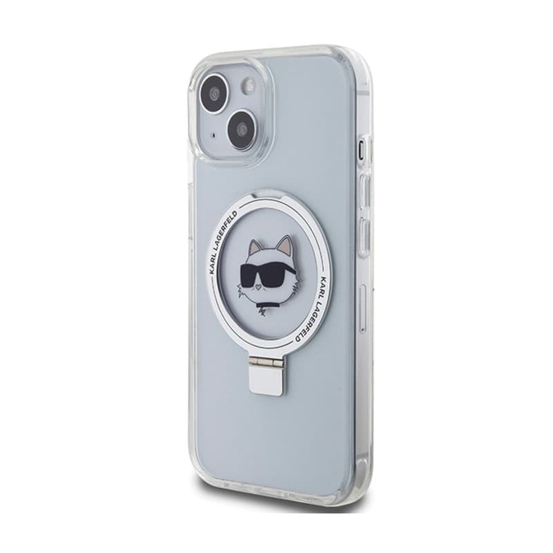 Karl Lagerfeld Ring Stand Choupette Head MagSafe - iPhone 15 Case (white) - 2