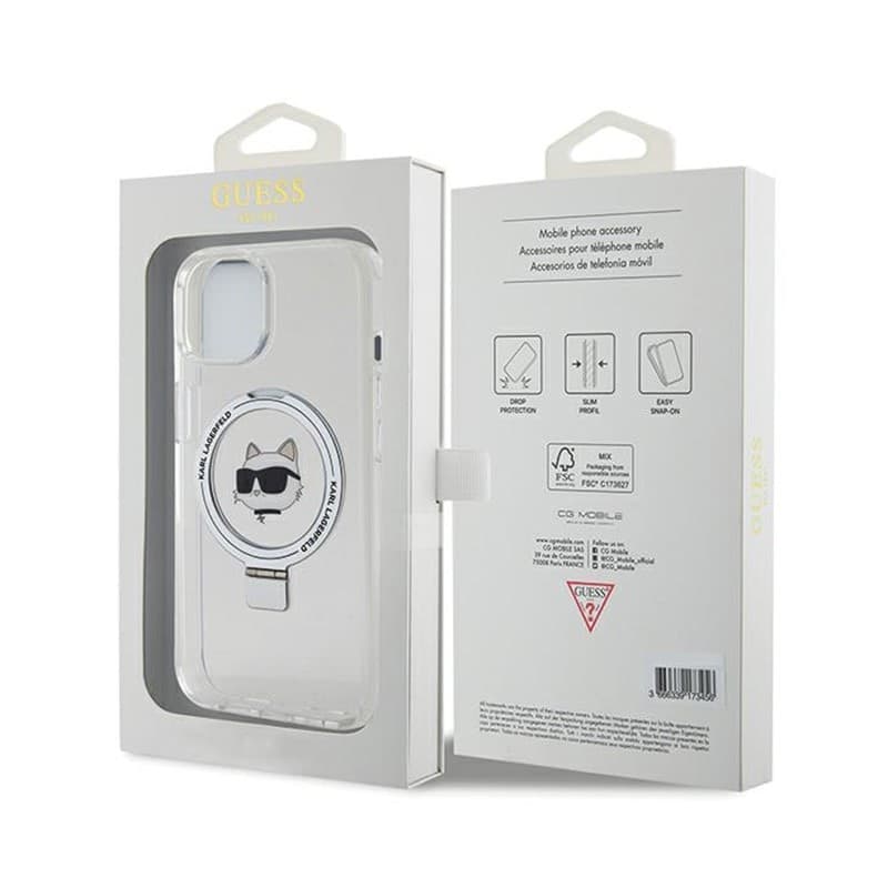 Karl Lagerfeld Ring Stand Choupette Head MagSafe - iPhone 15 Case (white) - 8