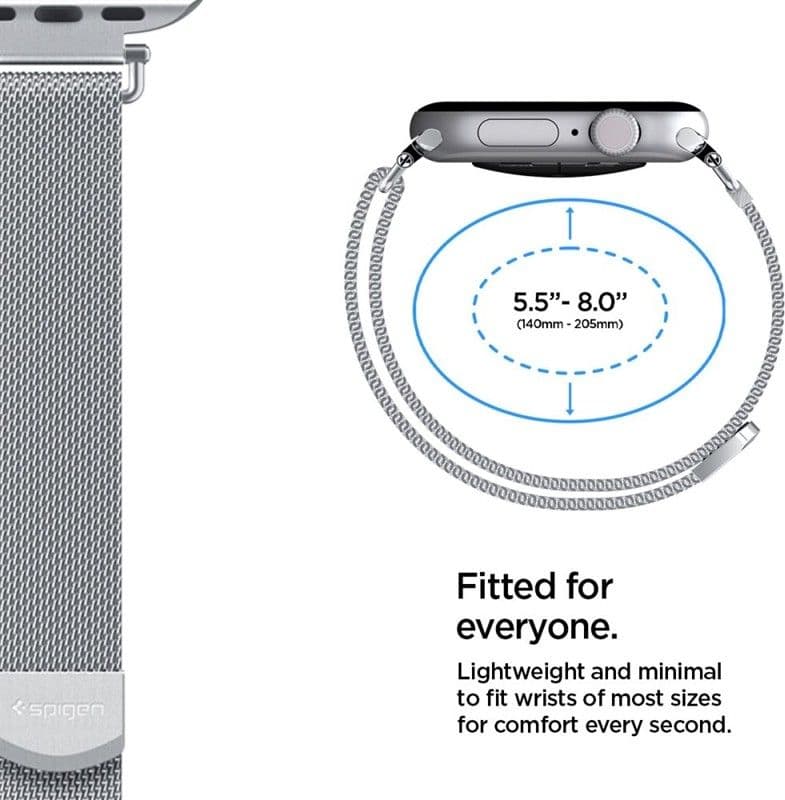 Spigen WBM4 - Stainless Steel Band for Apple Watch 40/41/42 mm (Silver) - 5