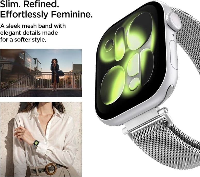 Spigen WBM4 - Stainless Steel Band for Apple Watch 40/41/42 mm (Silver) - 6