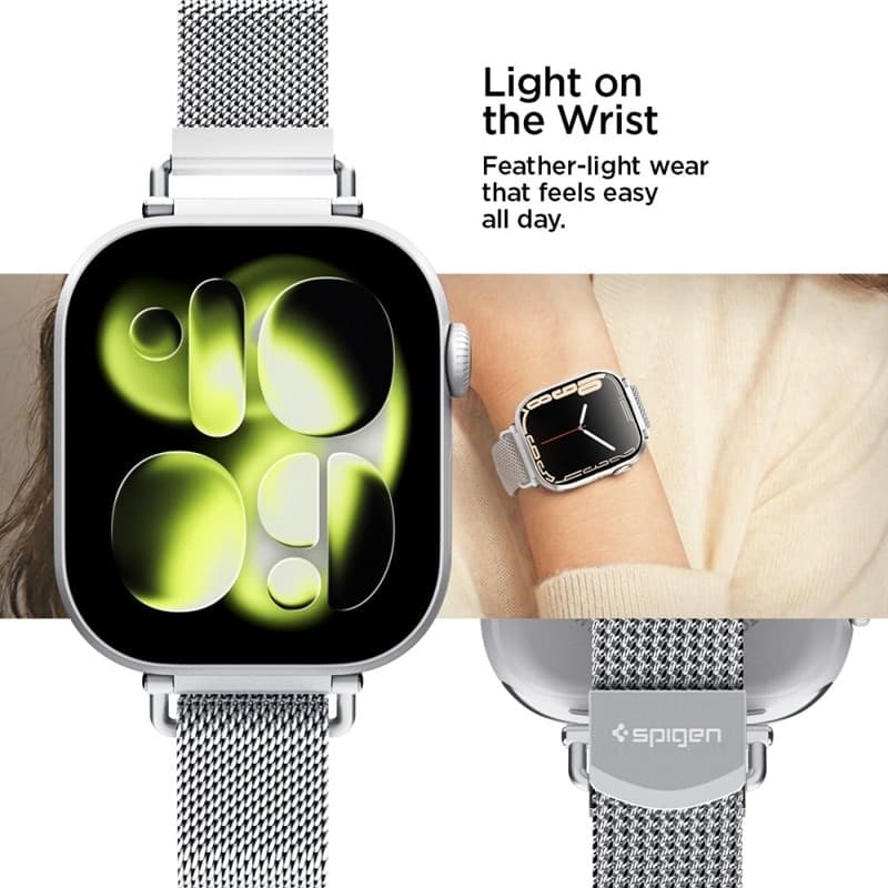Spigen WBM4 - Stainless Steel Band for Apple Watch 40/41/42 mm (Silver) - 9