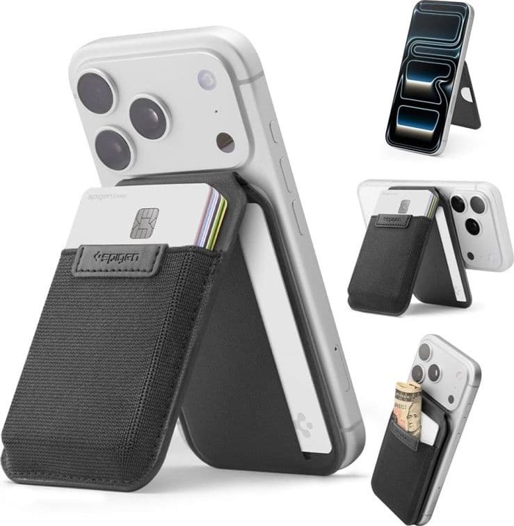 Spigen Slim Fold S314-4 MagSafe - Portafoglio magnetico con funzione di supporto (nero) - 7