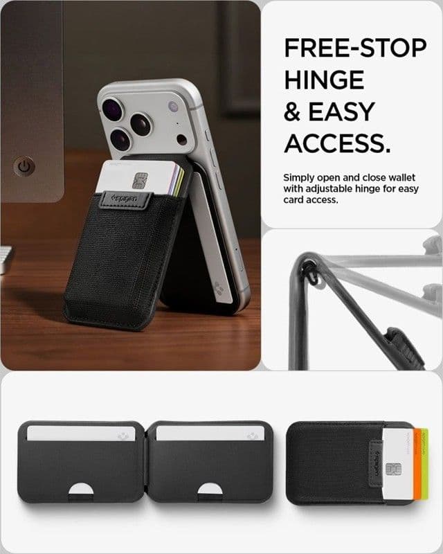 Spigen Slim Fold S314-4 MagSafe - Portafoglio magnetico con funzione di supporto (nero) - 10