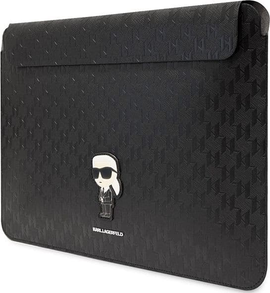 Karl Lagerfeld NFT Saffiano Monogram Ikonik Karl Sleeve - 14" Notebook Case (Black) - 2