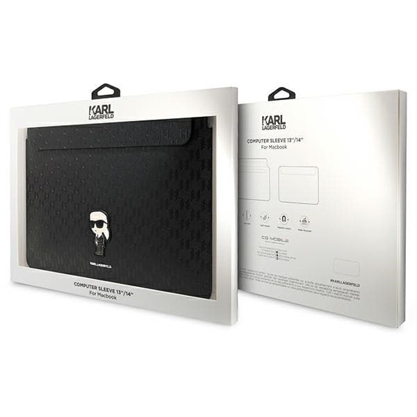 Karl Lagerfeld NFT Saffiano Monogram Ikonik Karl Sleeve - 14" Notebook Case (Black) - 4
