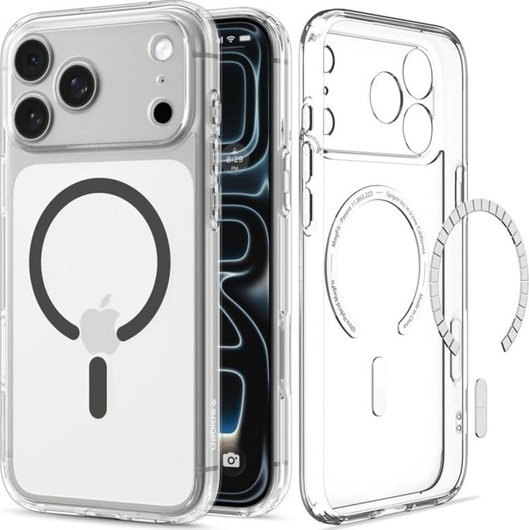 Spigen Ultra Hybrid Mag MagSafe - Custodia per iPhone 18 Pro / 17 Pro (Trasparente/Grafite) - 2