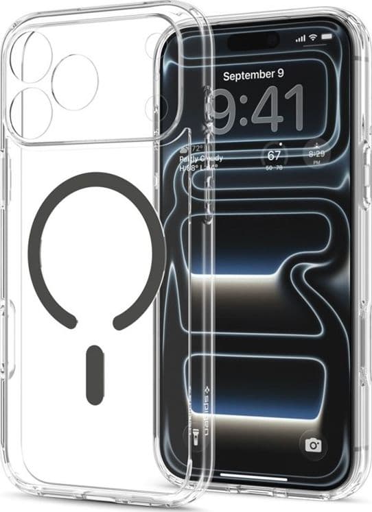 Spigen Ultra Hybrid Mag MagSafe - Custodia per iPhone 18 Pro / 17 Pro (Trasparente/Grafite) - 3