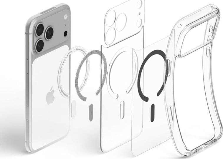 Spigen Ultra Hybrid Mag MagSafe - Custodia per iPhone 18 Pro / 17 Pro (Trasparente/Grafite) - 6
