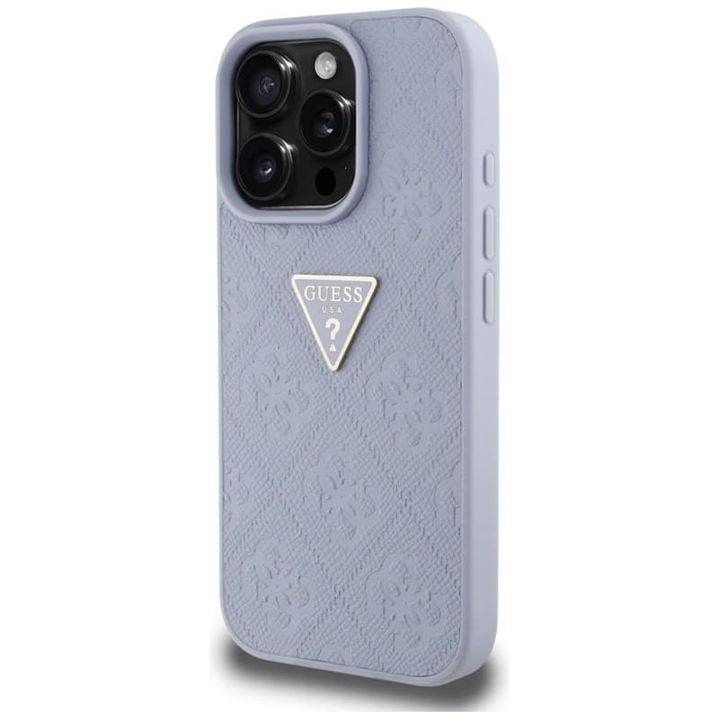 Guess Hot Stamp 4G Pattern Triangle Metal Logo - Case for iPhone 16 Pro (purple) - 2