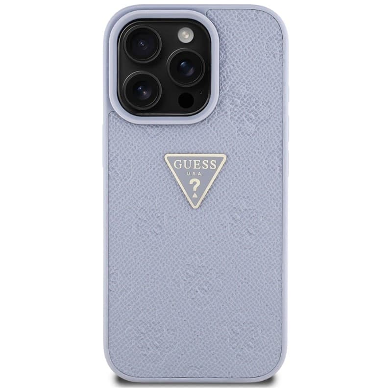 Guess Hot Stamp 4G Pattern Triangle Metal Logo - Case for iPhone 16 Pro (purple) - 3