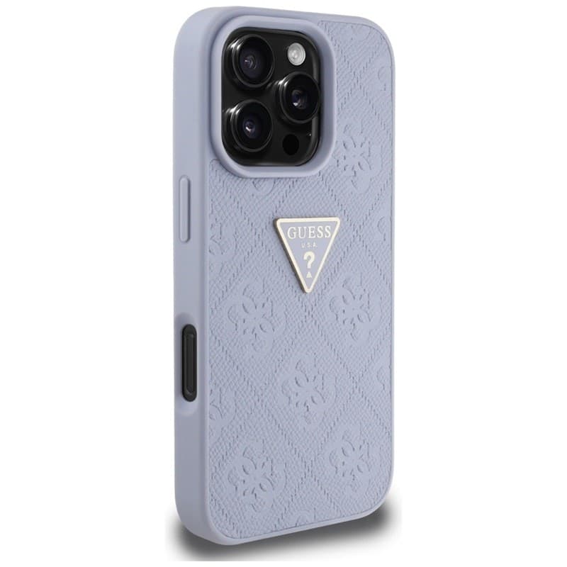 Guess Hot Stamp 4G Pattern Triangle Metal Logo - Case for iPhone 16 Pro (purple) - 4
