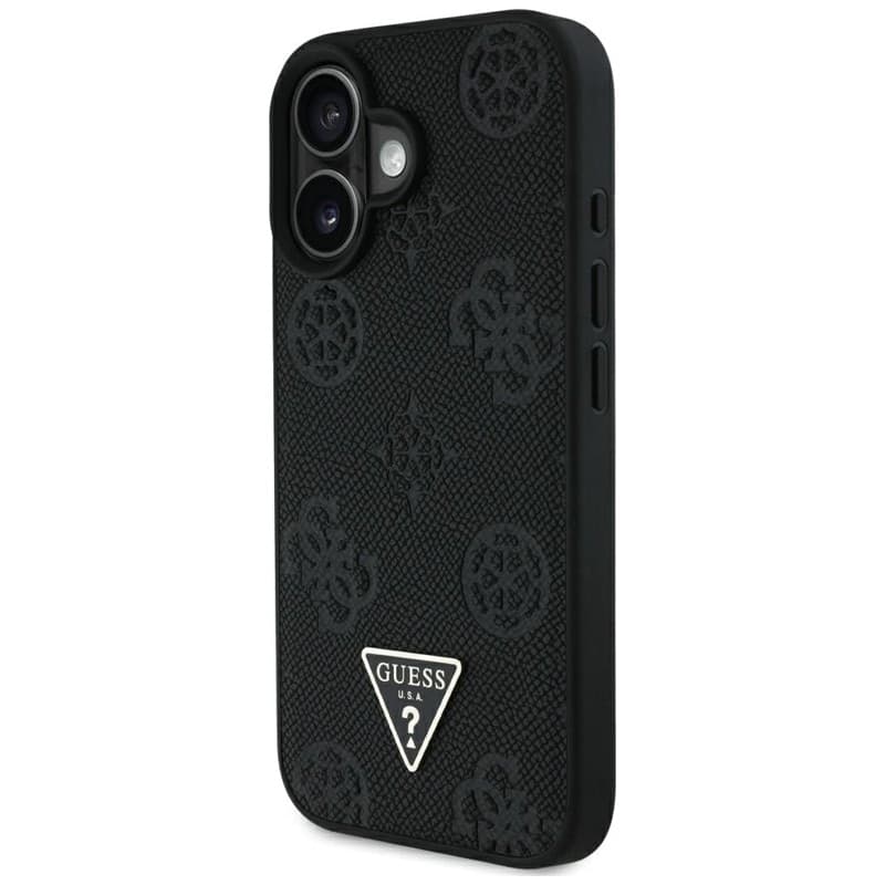 Guess Grained Hot Stamp Peony Triangle Logo MagSafe - Case for iPhone 16 (black) - 2