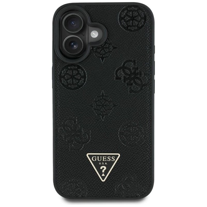 Guess Grained Hot Stamp Peony Triangle Logo MagSafe - Case for iPhone 16 (black) - 3