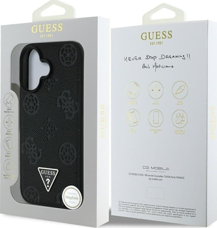 Guess Grained Hot Stamp Peony Triangle Logo MagSafe - Case for iPhone 16 (black) - 8