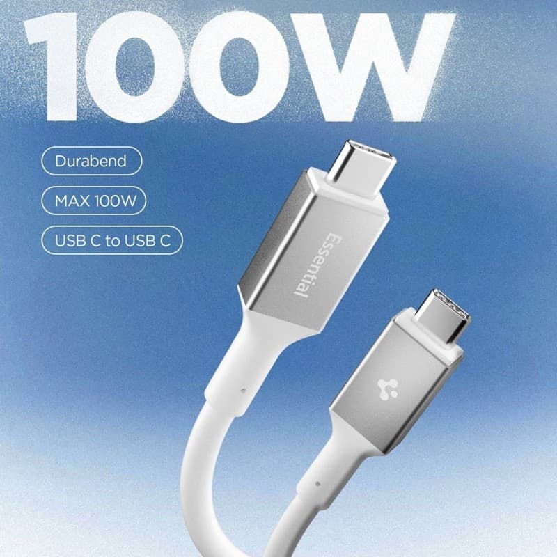 Spigen EB10020CC Essential - Cavo USB-C a USB-C PD 100W 2m (Bianco) - 3