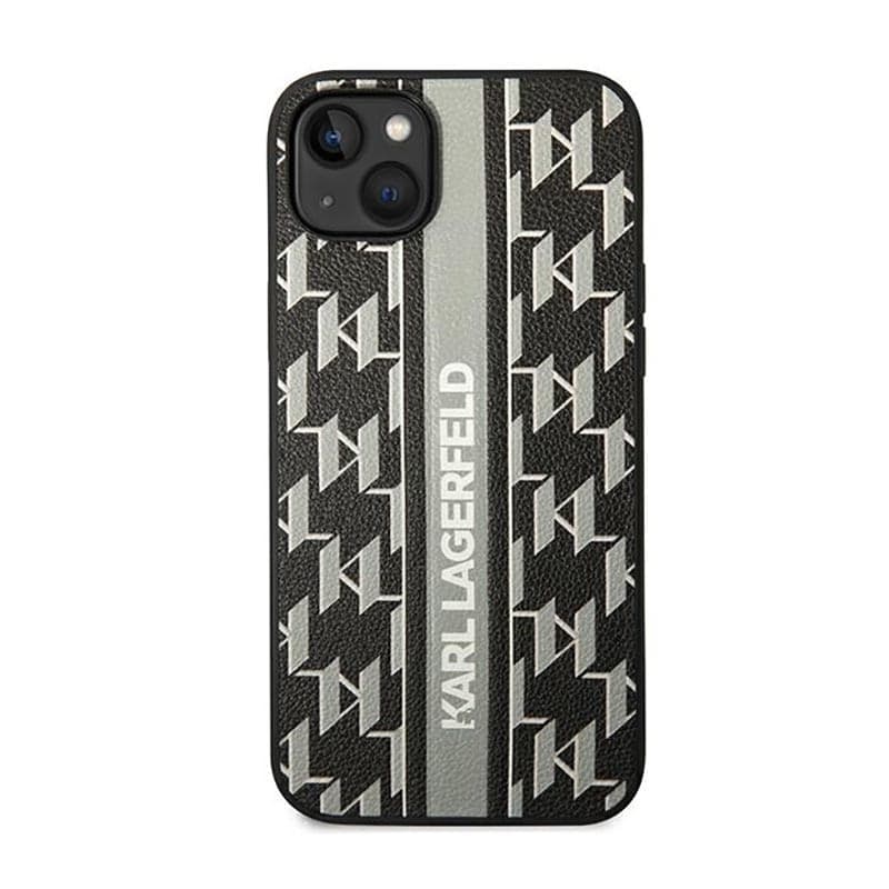 Karl Lagerfeld Monogram Stripe - Case for iPhone 14 Plus (Grey) - 3