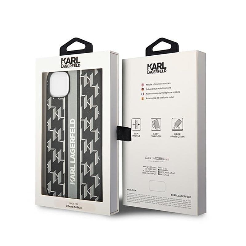 Karl Lagerfeld Monogram Stripe - Case for iPhone 14 Plus (Grey) - 8