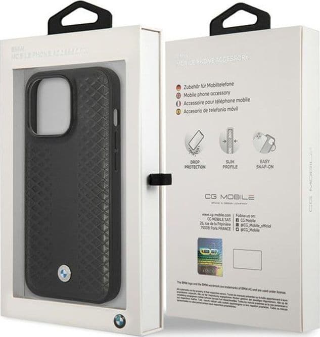 BMW Leather Diamond Pattern - Case for iPhone 14 Pro (Black) - 8