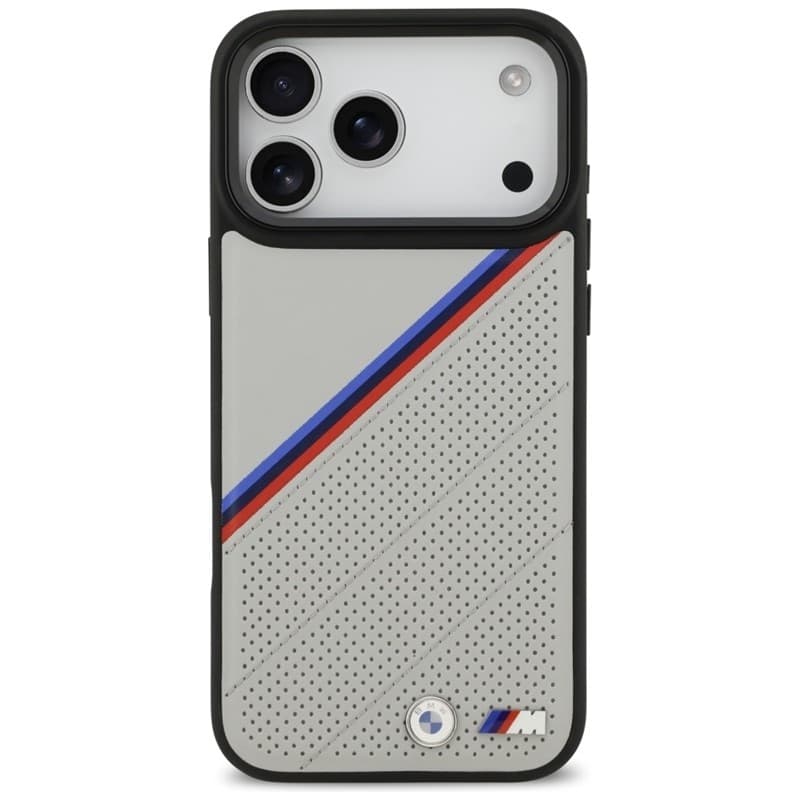 Custodia MagSafe con logo in metallo tricolore BMW M per iPhone 17 Pro Max (grigio) - 3