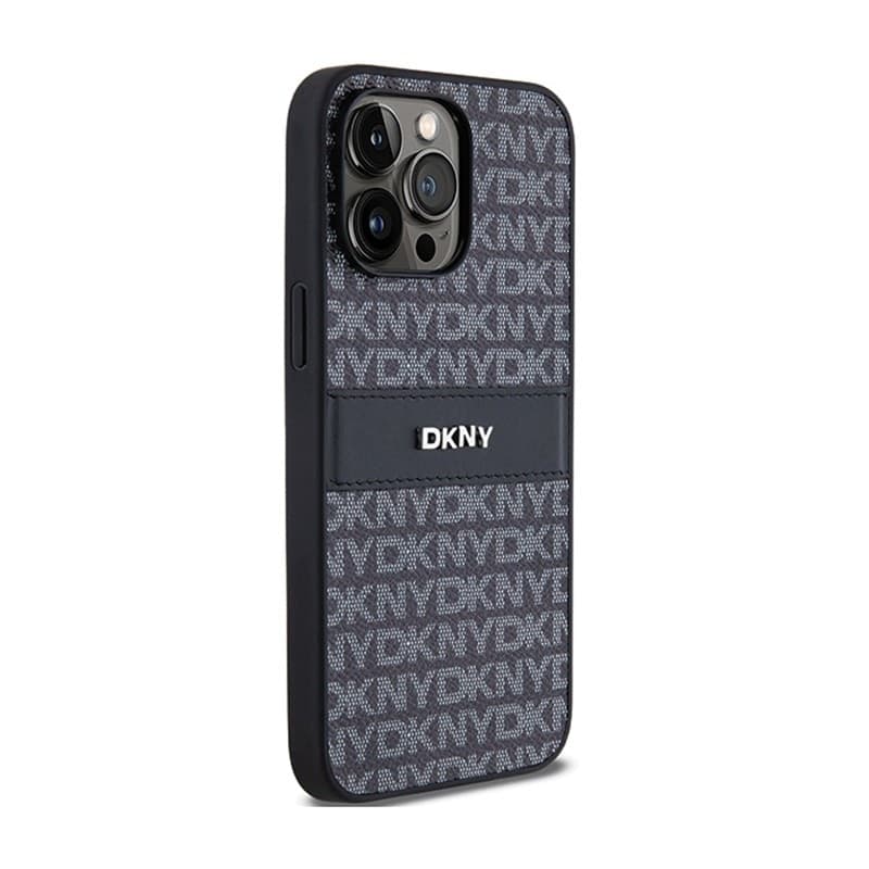 DKNY Leather Mono Stripe & Metal Logo - Case for iPhone 14 Pro Max (black) - 4