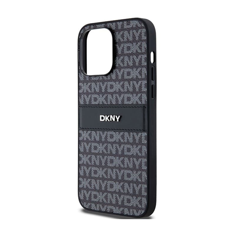 DKNY Leather Mono Stripe & Metal Logo - Case for iPhone 14 Pro Max (black) - 6