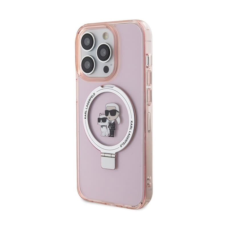 Karl Lagerfeld Ring Stand Karl & Choupette MagSafe - iPhone 15 Pro Case (pink) - 2