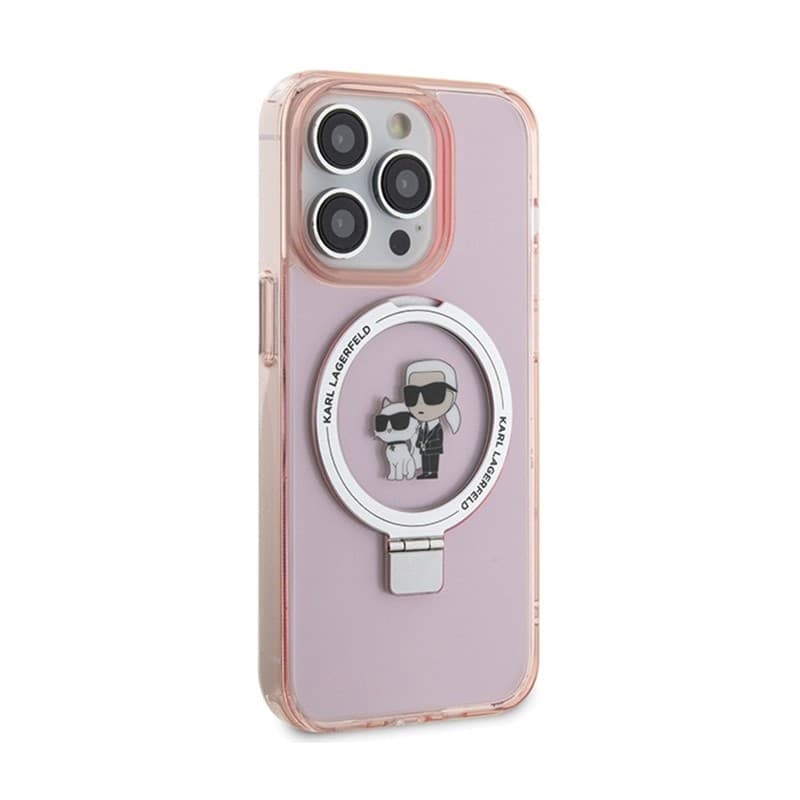 Karl Lagerfeld Ring Stand Karl & Choupette MagSafe - iPhone 15 Pro Case (pink) - 4