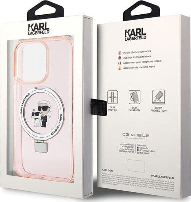 Karl Lagerfeld Ring Stand Karl & Choupette MagSafe - iPhone 15 Pro Case (pink) - 7