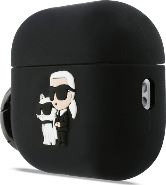 Custodia in silicone Karl Lagerfeld Karl & Choupette Head 3D per AirPods Pro 3 (nera) - 2