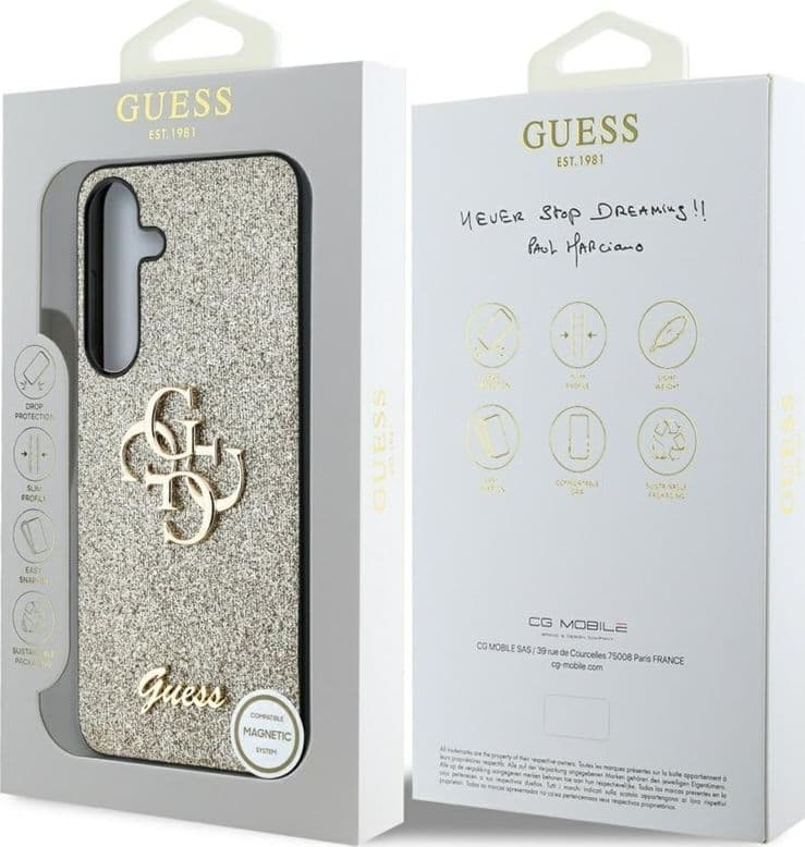 Guess Fixed Glitter Big 4G Metal Logo - Case for Samsung Galaxy S25 (gold) - 8