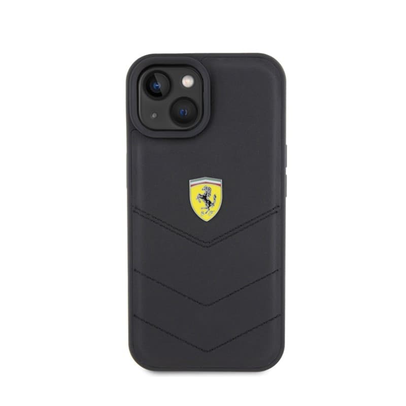 Ferrari Quilted Metal Logo - Case for iPhone 15 Car (Black) - 3