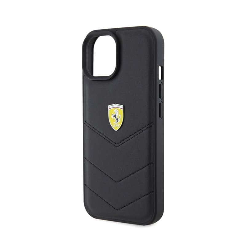 Ferrari Quilted Metal Logo - Case for iPhone 15 Car (Black) - 6