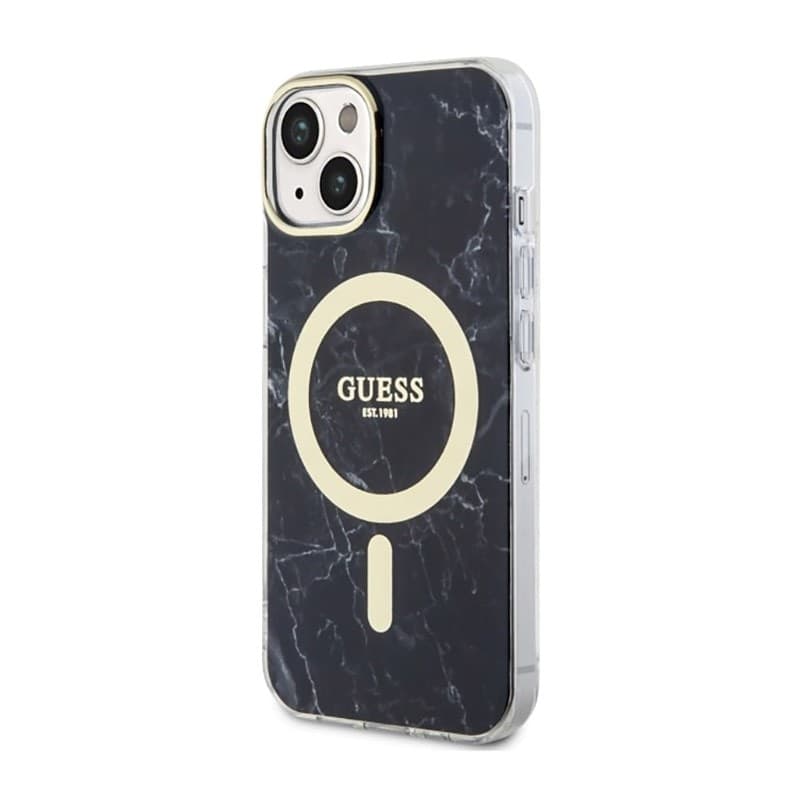 Guess Marble MagSafe - Case for iPhone 14 Plus (Black) - 2