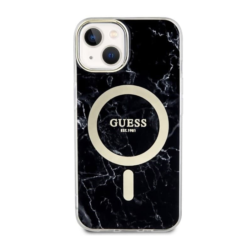 Guess Marble MagSafe - Case for iPhone 14 Plus (Black) - 3
