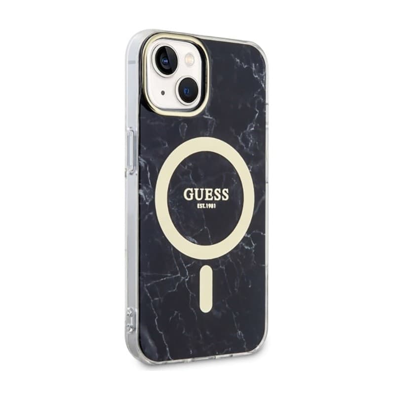 Guess Marble MagSafe - Case for iPhone 14 Plus (Black) - 4