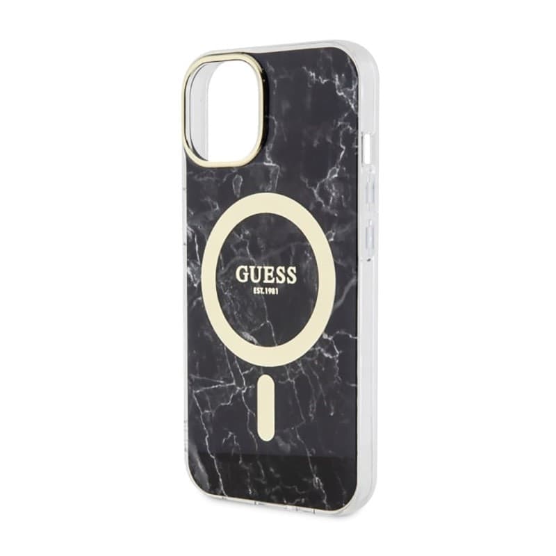 Guess Marble MagSafe - Case for iPhone 14 Plus (Black) - 6
