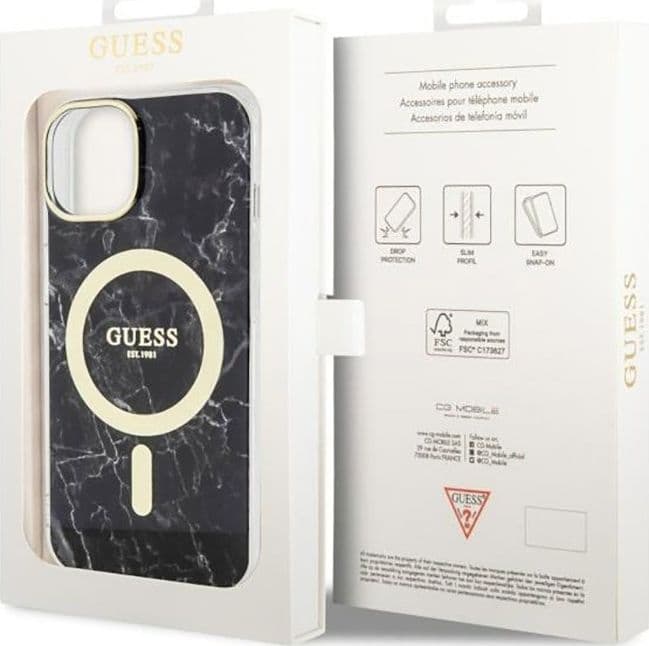 Guess Marble MagSafe - Case for iPhone 14 Plus (Black) - 8