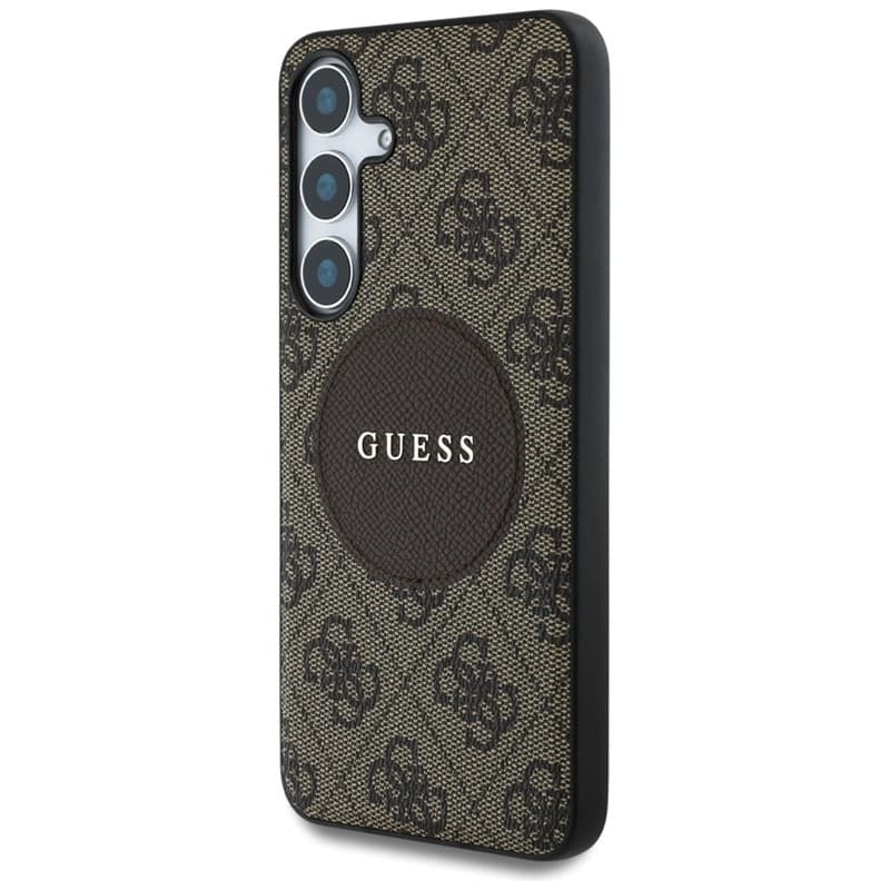 Guess 4G Round Patch Classic Logo MagSafe - Case for Samsung Galaxy S25+ (brown) - 2