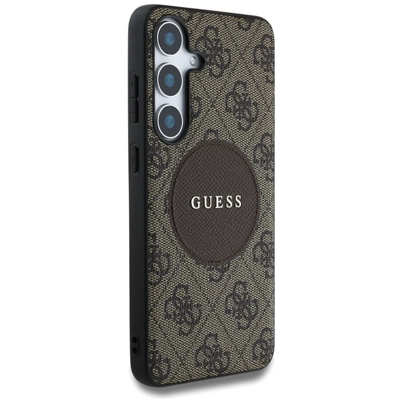 Guess 4G Round Patch Classic Logo MagSafe - Case for Samsung Galaxy S25+ (brown) - 4