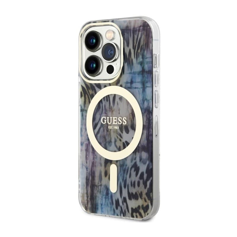 Guess Leopard MagSafe - Case for iPhone 14 Pro (Blue) - 2
