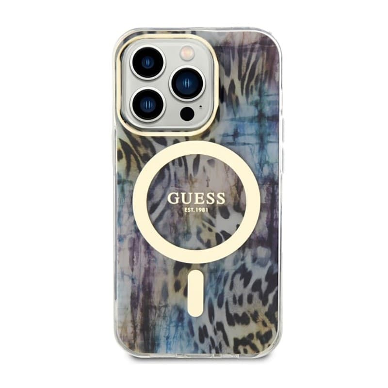 Guess Leopard MagSafe - Case for iPhone 14 Pro (Blue) - 3