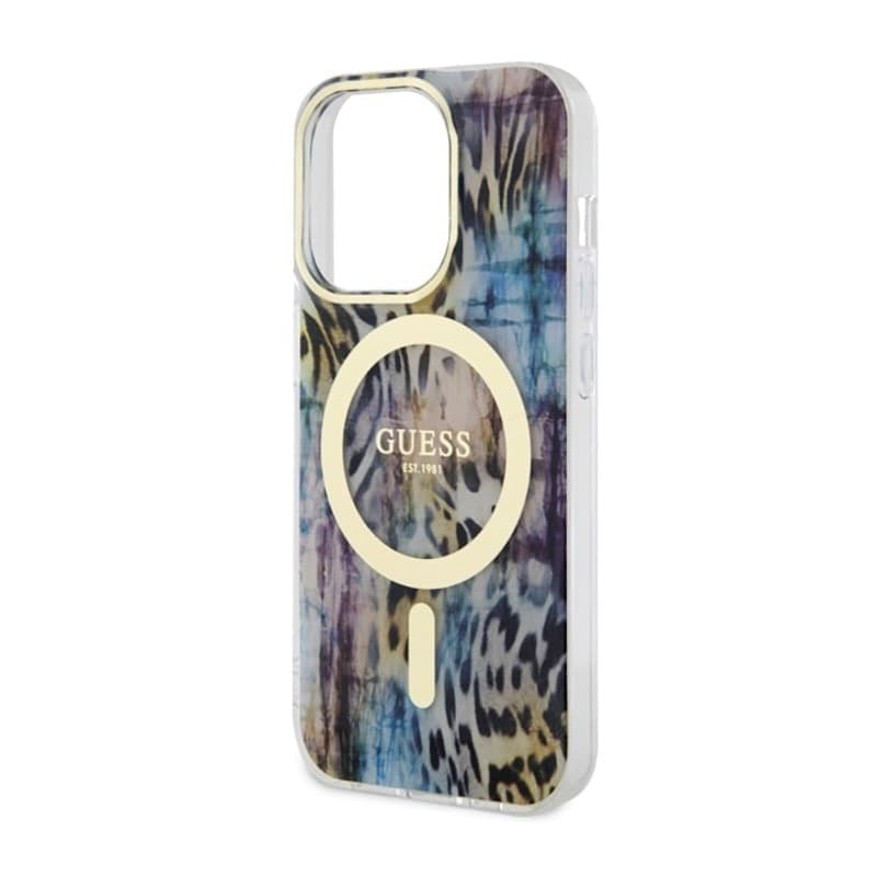 Guess Leopard MagSafe - Case for iPhone 14 Pro (Blue) - 6