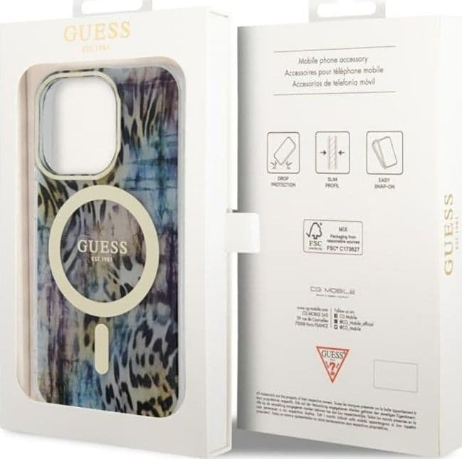 Guess Leopard MagSafe - Case for iPhone 14 Pro (Blue) - 8