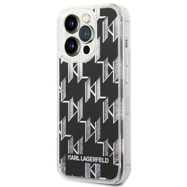 Karl Lagerfeld Monogram Liquid Glitter - Case for iPhone 14 Pro Max (Black) - 2