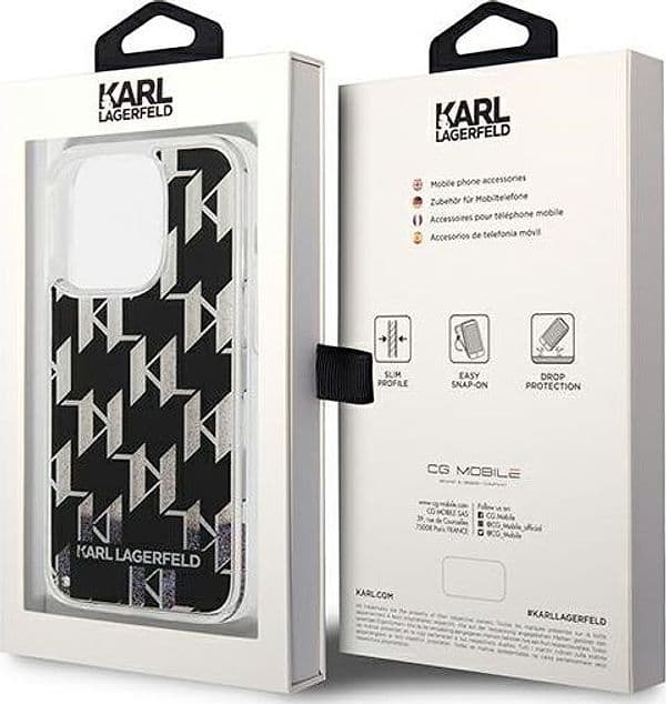 Karl Lagerfeld Monogram Liquid Glitter - Case for iPhone 14 Pro Max (Black) - 8