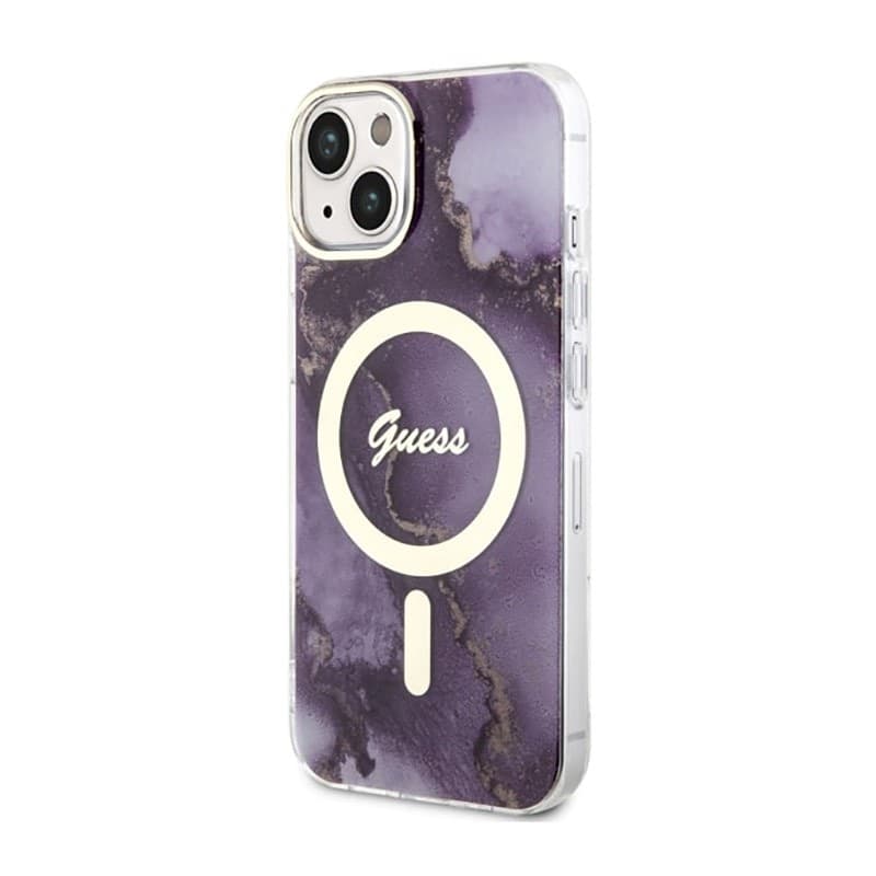 Guess Golden Marble MagSafe - Case for iPhone 14 (Purple) - 2